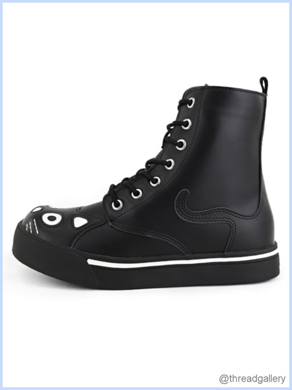 Faux Leather Lace Up Platform Boots for Women High Top Combat Style